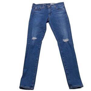 AG Adriano Goldschmied Jeans Women Sz 27R The Legging Ankle Super Skinny Ripped